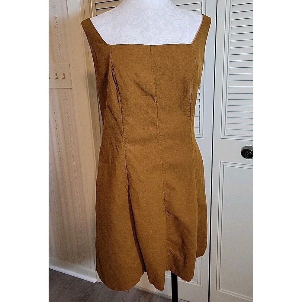 A New Day Tank Dress Brown Solid ~ Junior Sz 17 ~ Linen Blend Sleeveless~SideZip